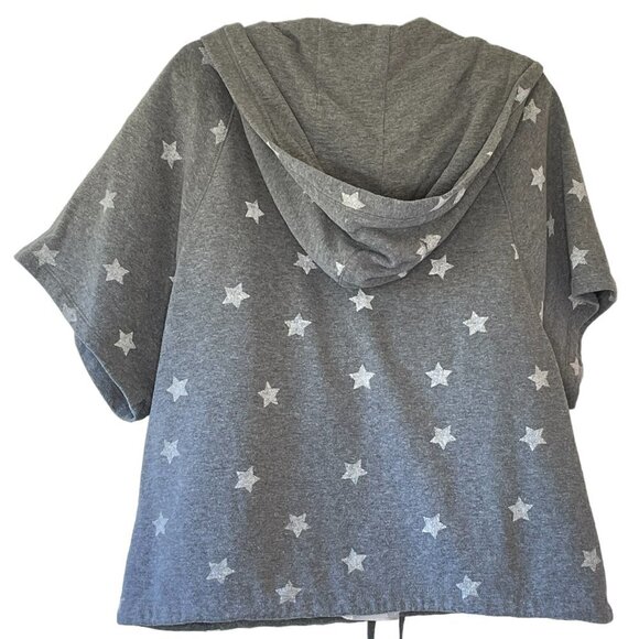 Tommy Hilfiger Sport Hoodie Oversize Grey has White Stars Gold Metallic Spellout - Picture 5 of 9